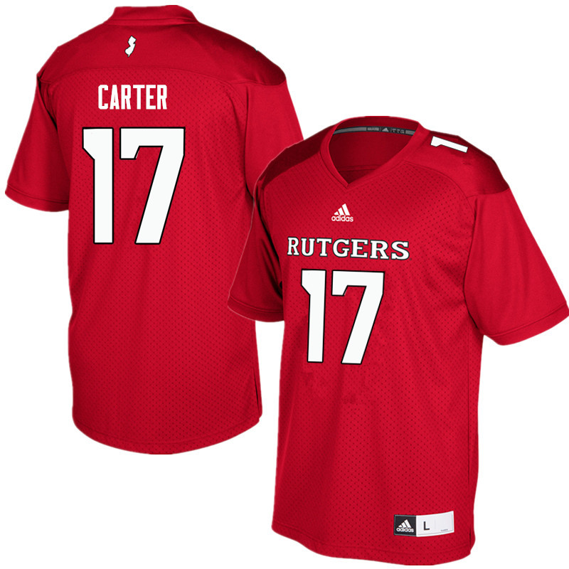 Men #17 McLane Carter Rutgers Scarlet Knights College Football Jerseys Sale-Red